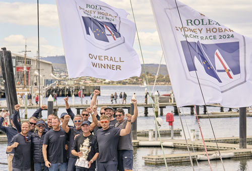  Sam Haynes holds Tattersall Cup for a second time in Rolex Sydney Hobart
