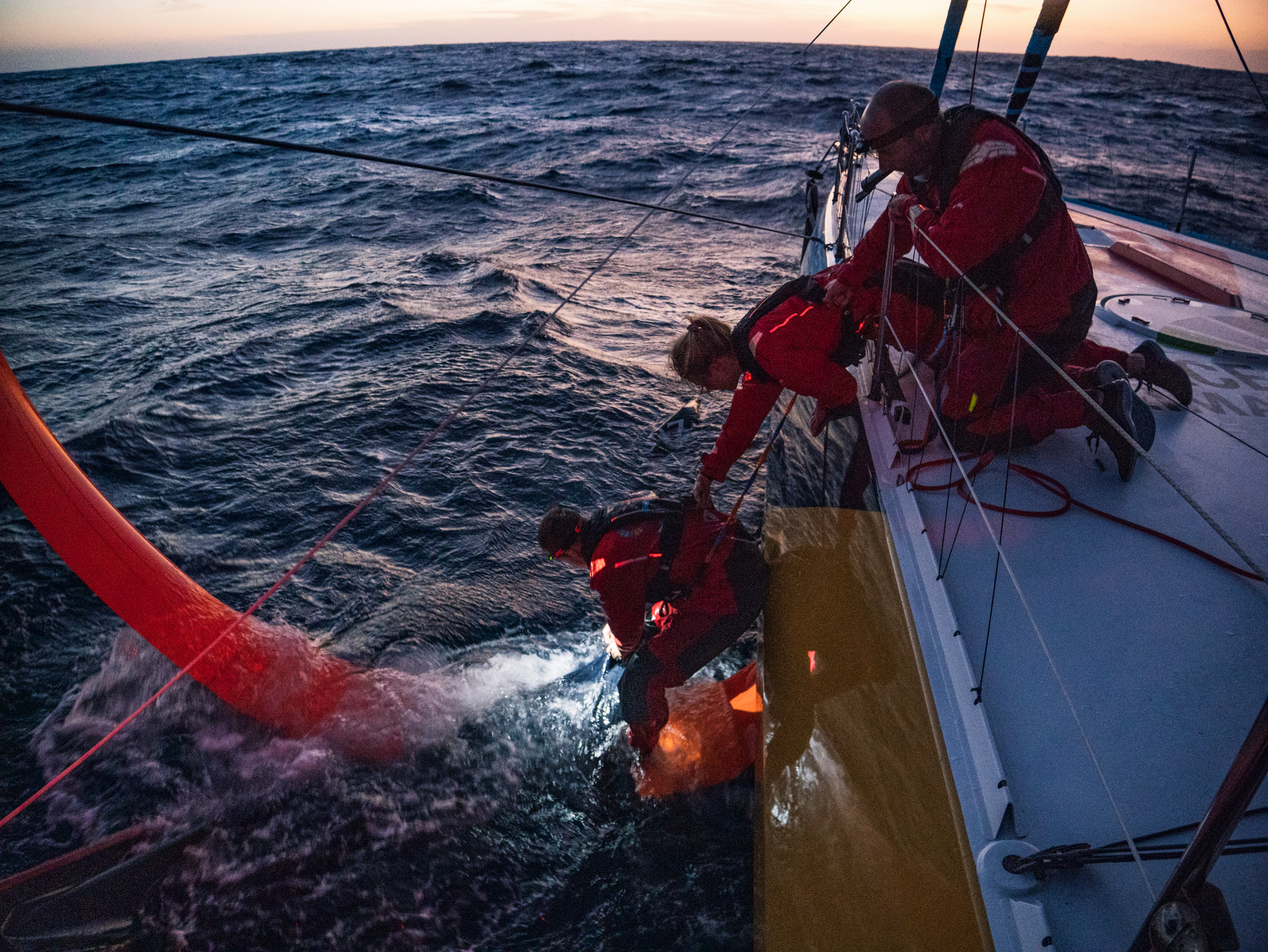 Holcim PRB leads The Ocean Race fleet east, while Team Malizia is down a sail, video
